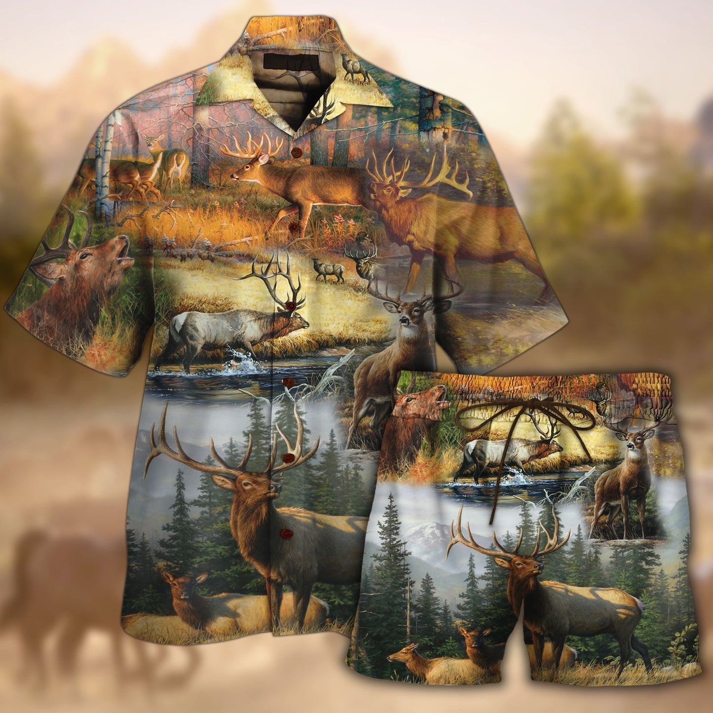Colorful Deer Hunting Crazy Background Design Hawaiian Shirt,Hawaiian Shirt Gift, Christmas Gift