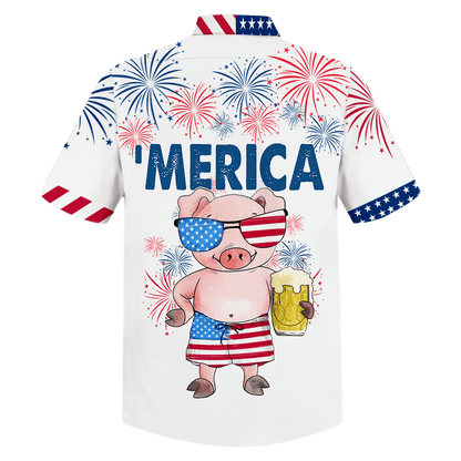 Dearadh Gleoite Merica Pink Muc Léine Haváís, Bronntanas Léine Haváí, Bronntanas Nollag