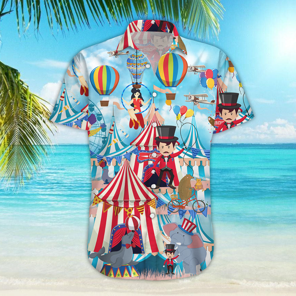 Circus Elephants Unisex Short Sleeve Shirt Vacation Tropical Shirts Best Hawaiian Shirts Hawaiian Shirts For Men_Hawaiian Shirt Gift, Christmas Gift