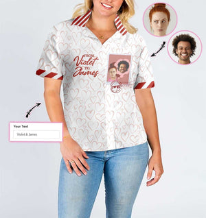 Thinking Couple Scupidity Love Custom Number And Photo Hawaiian Shirt, Hawaiian Shirt Gift, Christmas Gift