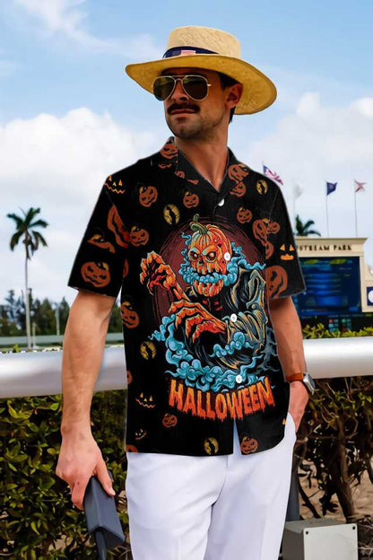 Scary Pumpkin For Halloween Night Pattern Hawaiian Shirt,Hawaiian Shirt Gift, Christmas Gift