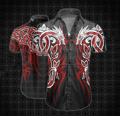 Dragon Tattoo Art On Plaid Ornamental Hawaiian Shirt,Hawaiian Shirt Gift, Christmas Gift