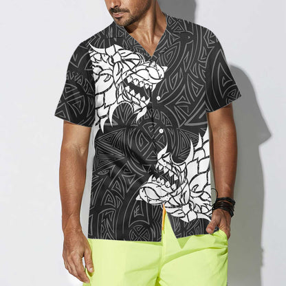 Viking Winter Wolf Rune Design Hawaiian Shirt, Hwaiian For Gift