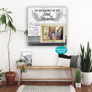 In memory of my dad in heaven Memorial Picture Frame - Keepsake Plaque That Holds a custom Photo - Sympathy Gift to Tribute The Loss of a Loved One