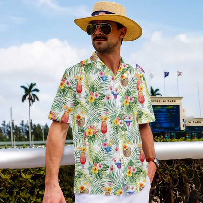 Tropical Cocktail Summer Vibe Design Hawaiian Shirt,Hawaiian Shirt Gift, Christmas Gift