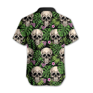 Cool Skull Tropical Leaves Design Hawaiian Shirt,Hawaiian Shirt Gift, Christmas Gift