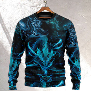 Dragon Blue Lighting And The Witch Ugly Christmas Sweater, Christmas Gift, Gift Christmas 2024