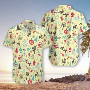 Merry Christmas Pattern On Cream Background Design Hawaiian Shirt, Hawaiian Shirt Gift, Christmas Gift