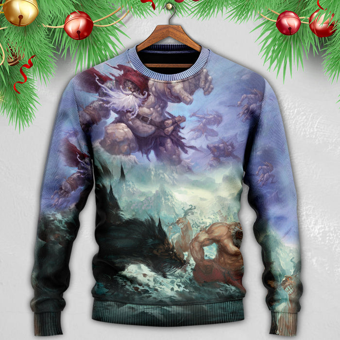 Christmas Santa Dark World Battle Ugly Christmas Sweater, Christmas Gift, Gift Christmas 2024