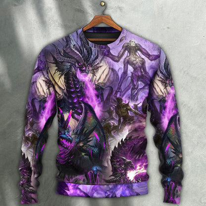 Dragon Purple Skull Monster Lightning Fight Art Style Ugly Christmas Sweater, Christmas Gift, Gift Christmas 2024
