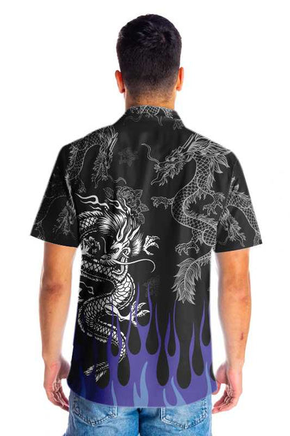 Dragon With Blue Flame Hawaiian Shirt_Hawaiian Shirt Gift, Christmas Gift