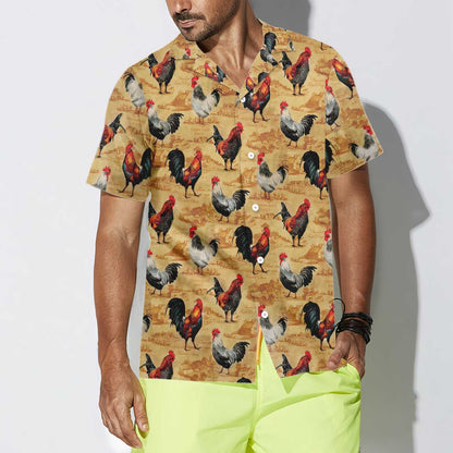 Cattle Farm Vintage Chicken Farm Design Hawaiian Shirt, Hawaiian For Gift