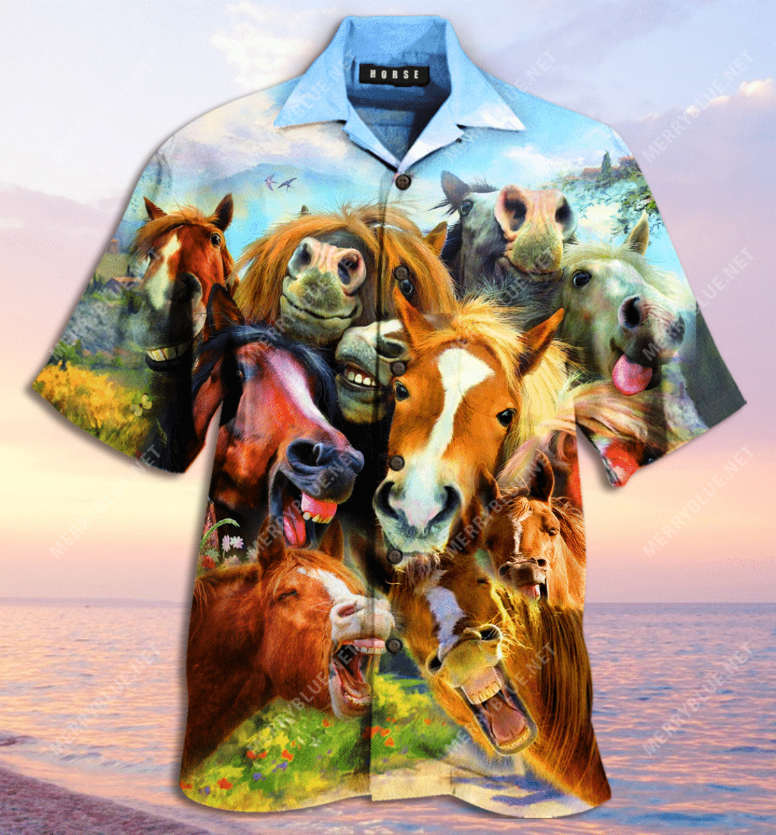 Find Laughing Horses Unisex Hawaiian Shirt_ Hawaiian Shirt Gift, Christmas Gift