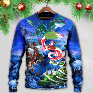 Christmas Santa Riding A Dragon Ugly Christmas Sweater, Christmas Gift, Gift Christmas 2024