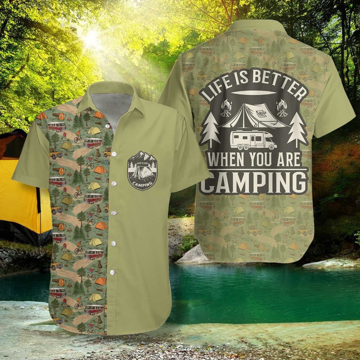 Dearadh Cool Tá Saol Léine Haváís Níos Fearr Nuair a bhíonn tú ag Campáil, Bronntanas Léine Haváíais, Bronntanas Nollag