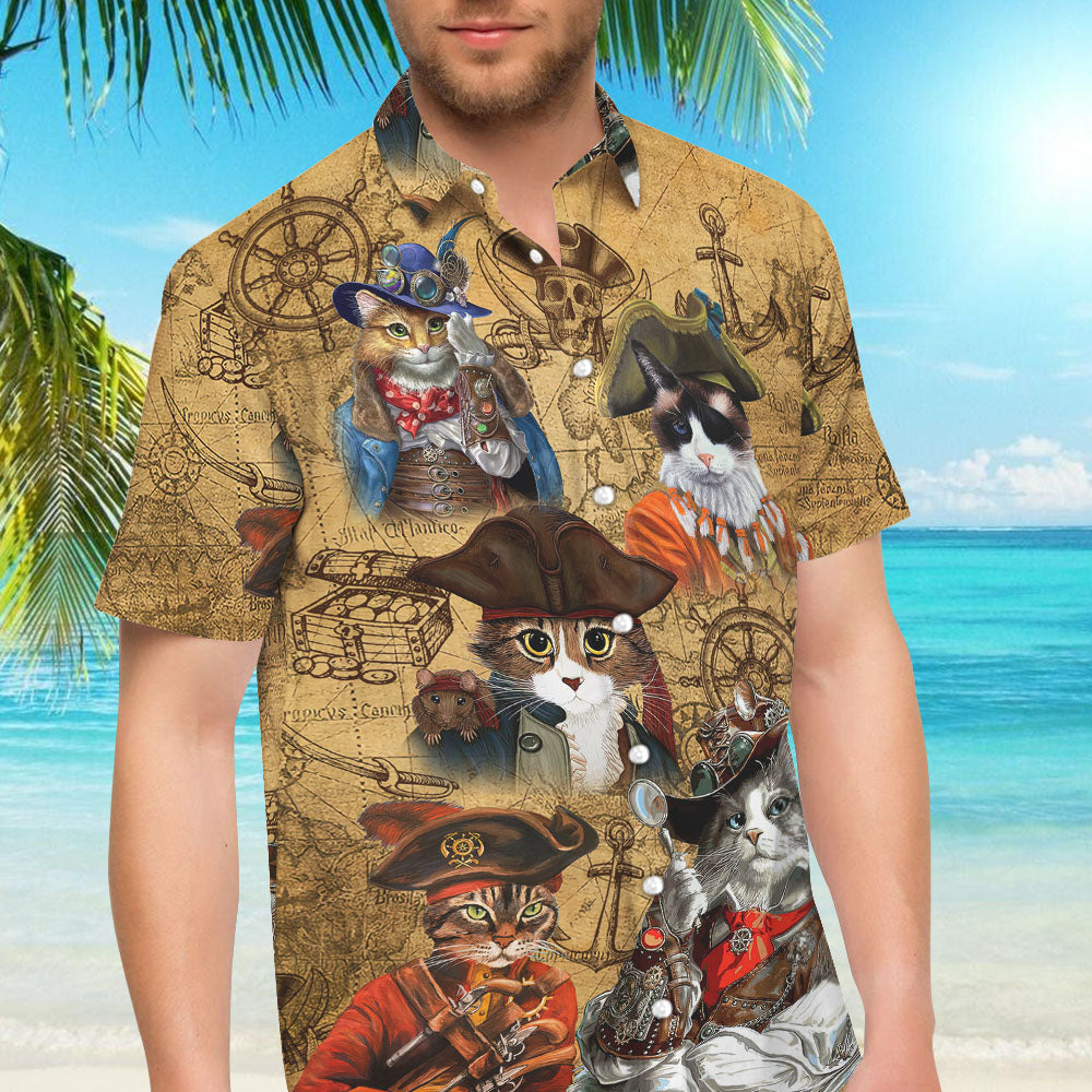Cute Hawaiian Shirts - Cat Pirate Aloha Hawaiian Shirt - Gift Ideas For Cat Lovers, Hwaiian For Gift