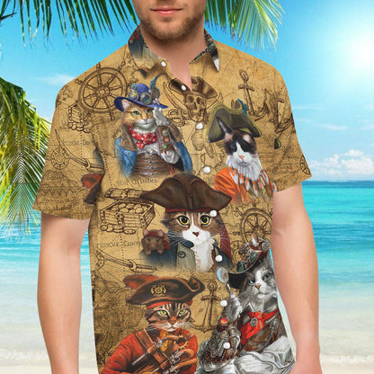 Cute Hawaiian Shirts - Cat Pirate Aloha Hawaiian Shirt - Gift Ideas For Cat Lovers, Hwaiian For Gift
