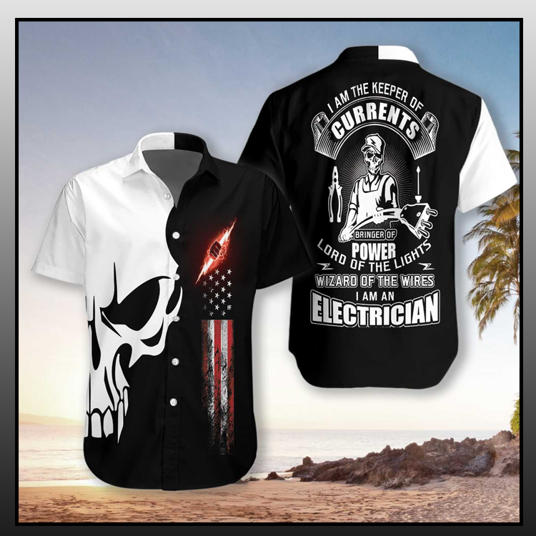 Electrician Proud Skull Hawaiian Shirt_Hawaiian Shirt Gift, Christmas Gift