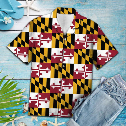 Bratach Clasaiceach Maryland Patrún Buí Agus Dubh Seiceála Léine Haváís, Bronntanas Léine Haváís, Bronntanas Nollag