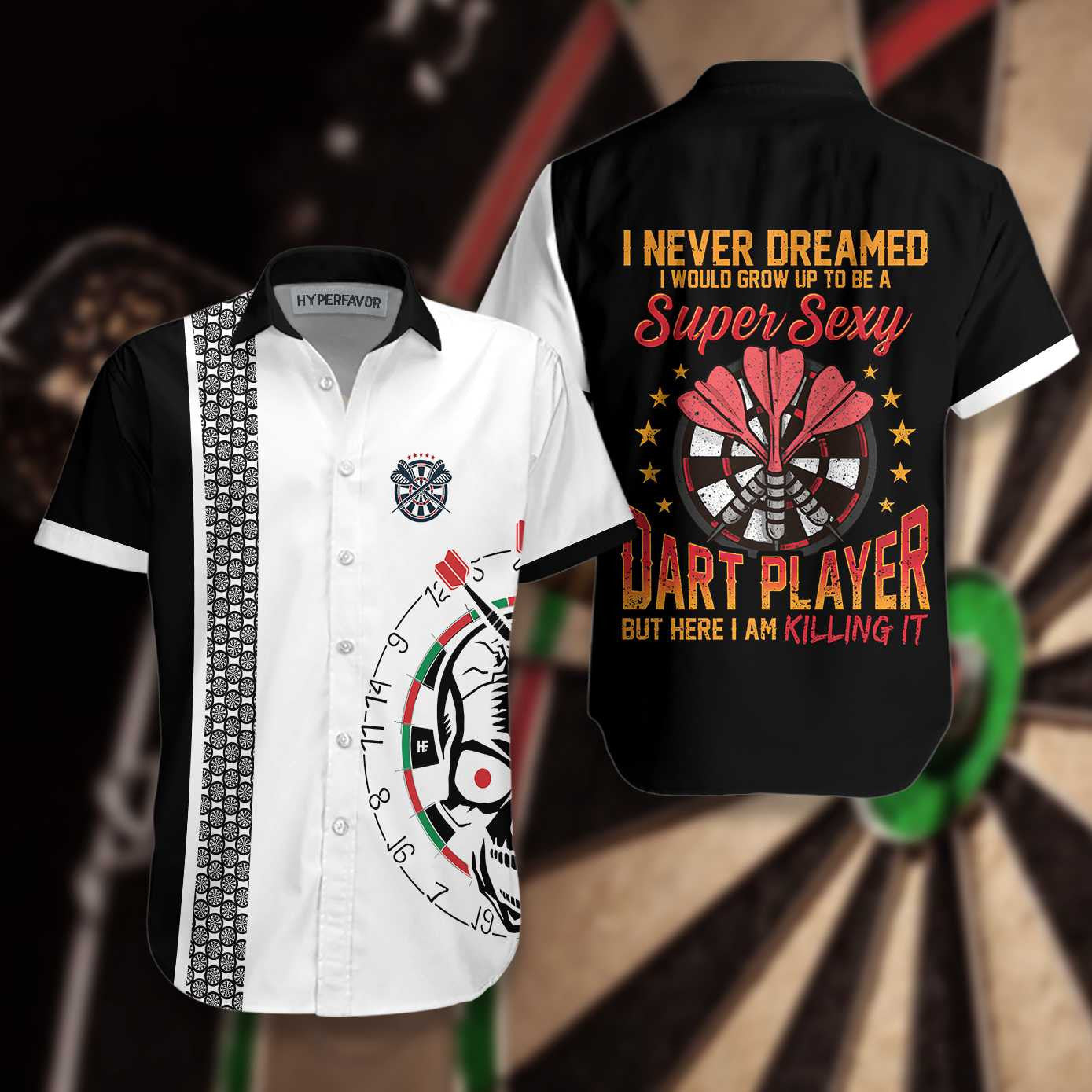 Cool Super Sexy Skull Dart Player Hawaiian Shirt,Hawaiian Shirt Gift, Christmas Gift