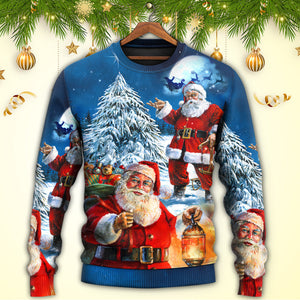 Christmas Santa Claus Story Nights Christmas Is Coming Painting Style Ugly Christmas Sweater, Christmas Gift, Gift Christmas 2024