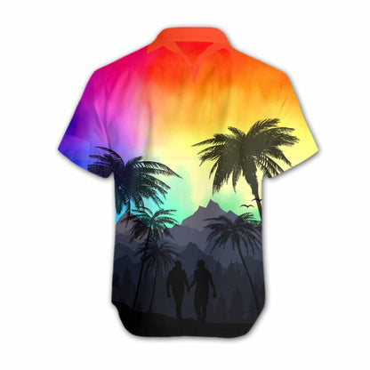 Vivid Background Lgbt Heart Design Hawaiian Shirt, Hwaiian For Gift