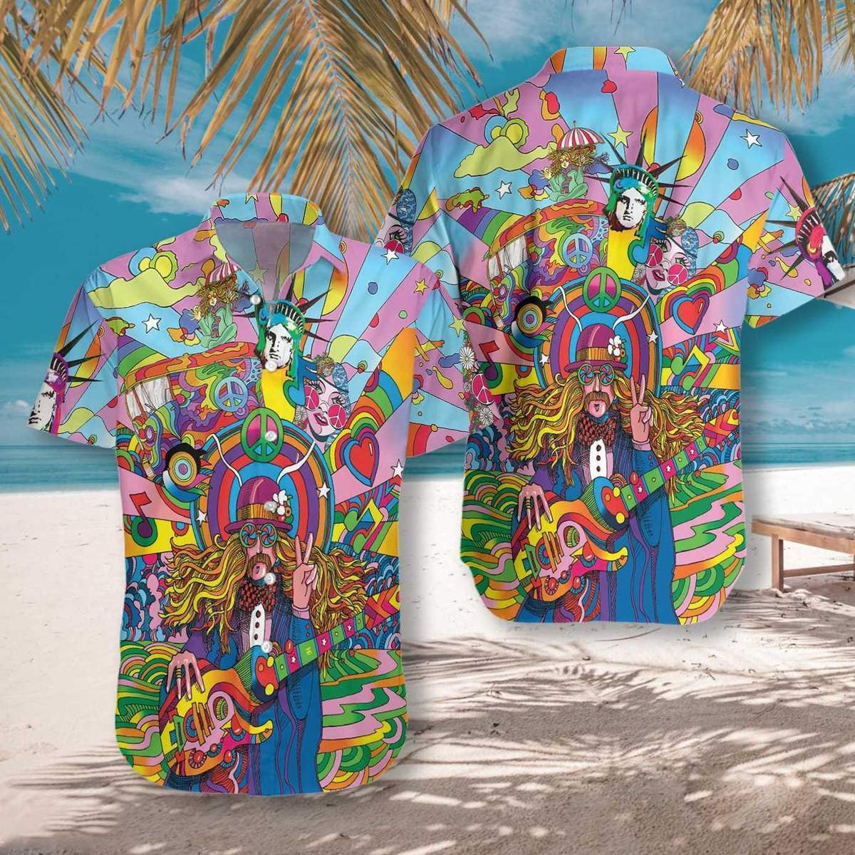 Bain sult as Na Rudaí Beaga Hippie Cúlra Tropical Dearadh Léine Haváís, Bronntanas Léine Haváís, Bronntanas Nollag