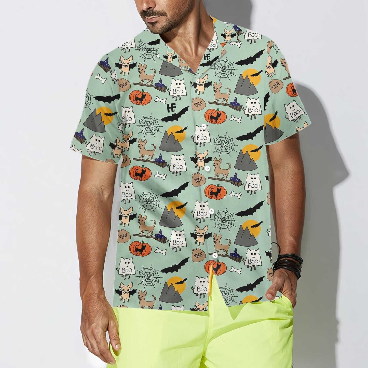 Halloween Chihuahua Shirt For Men Hawaiian Shirt, Hawaiian For Gift