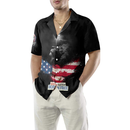 God Nation Born Free Hawaiian Shirt Black Background,Hawaiian Shirt Gift, Christmas Gift