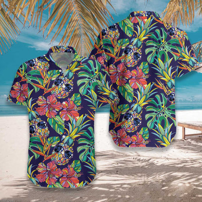 Tropical Coolest Pineapple Hawaiian Shirt Dark Blue Background,Hawaiian Shirt Gift, Christmas Gift