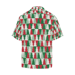 Cute Cartoon Christmas Tree In Red And Green Pattern Hawaiian Shirt, Hawaiian Shirt Gift, Christmas Gift