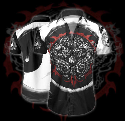 Dragon Tiger Yin Yang Art Ornamental Hawaiian Shirt,Hawaiian Shirt Gift, Christmas Gift