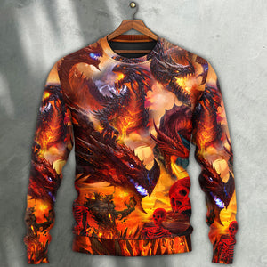 Dragon Red Skull Fire Art Style Ugly Christmas Sweater, Christmas Gift, Gift Christmas 2024