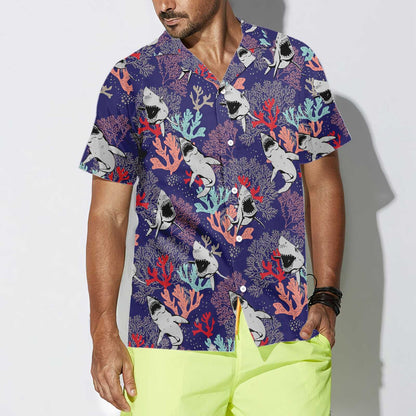 Aquatic Ecosystem Blue Ocean Coral Sharks Hawaiian Shirt,Hawaiian Shirt Gift, Christmas Gift