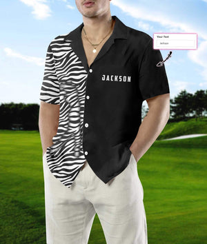 3d Golfer Zebra Pattern Golf Custom Name Hawaiian Shirt, Hawaiian Shirt Gift, Christmas Gift
