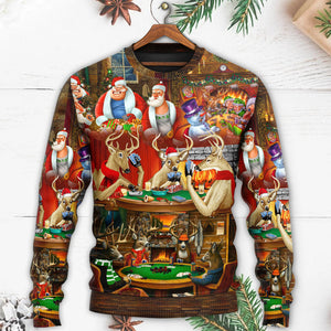 Christmas Poker Gambling Santa And Friends Play Poker Ugly Christmas Sweater, Christmas Ugly Sweater, Christmas Gift, Gift Christmas 2024