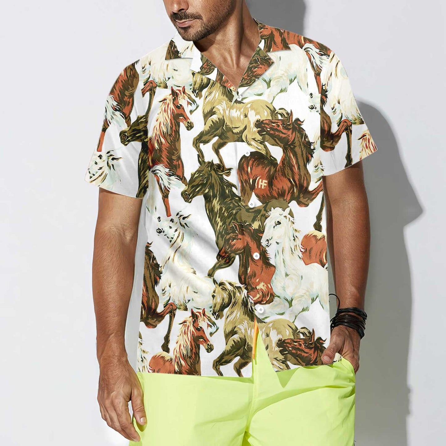 Wild And Free Horses Painting Design Hawaiian Shirt, Hwaiian For Gift