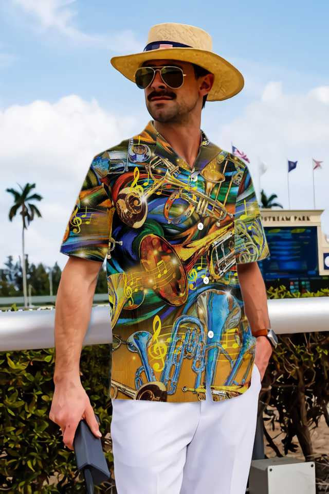 Cool Musical Instrument Saxophone Hawaiian Shirt,Hawaiian Shirt Gift, Christmas Gift