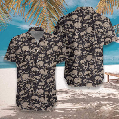 Skull And Cool Awesome Background Design Hawaiian Shirt,Hawaiian Shirt Gift, Christmas Gift