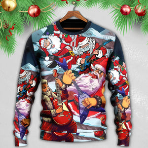 Christmas Santa With Electric Guitar Ugly Christmas Sweater, Christmas Gift, Gift Christmas 2024