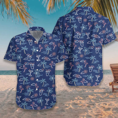 Summer Beach Party Tropical Flamingo Design Hawaiian Shirt,Hawaiian Shirt Gift, Christmas Gift