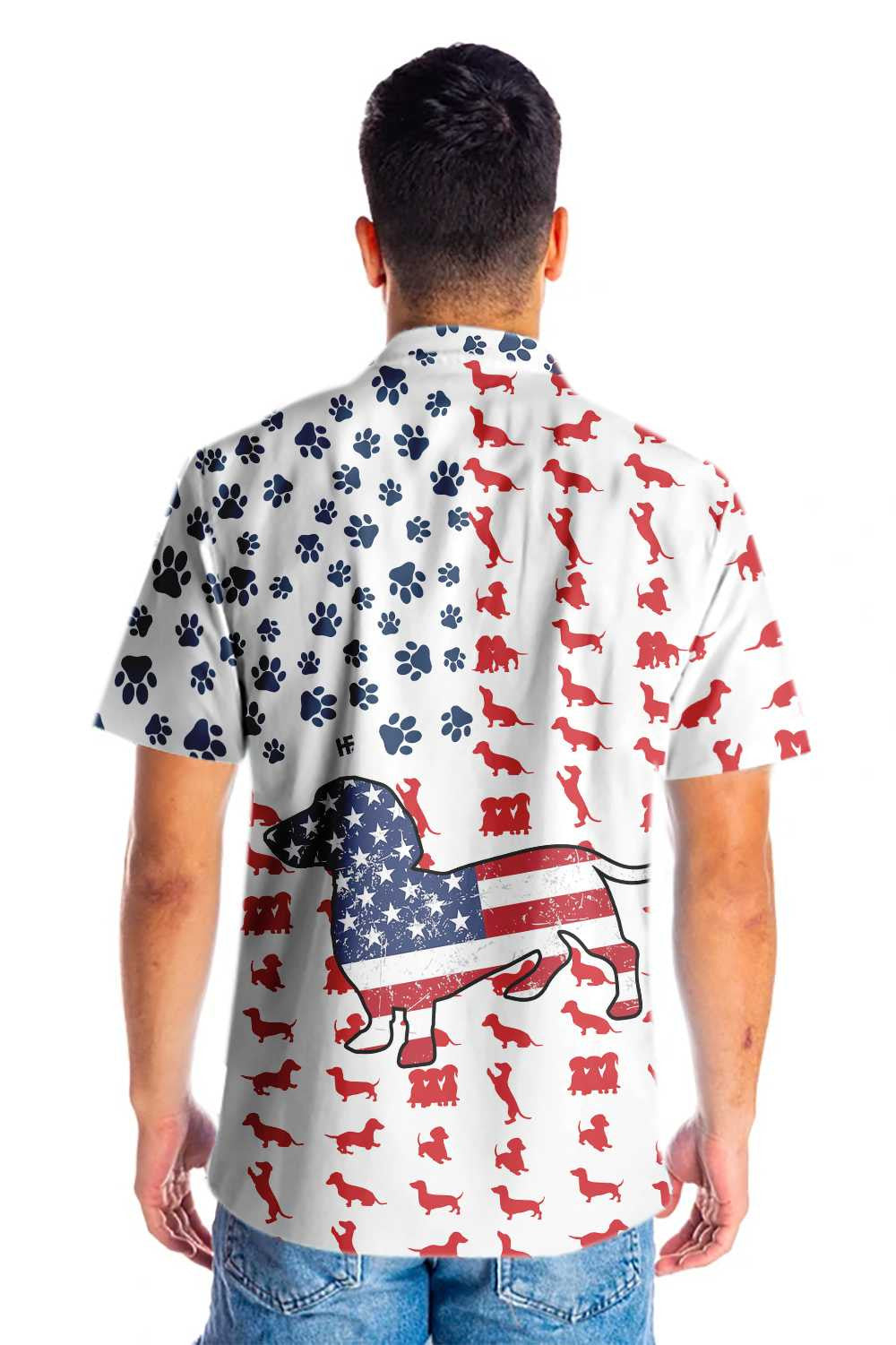 Uigeacht Cabhlach Agus Dearg Dachshund Léine Haváís Bratach Mheiriceá, Bronntanas Léine Haváís, Bronntanas Nollag