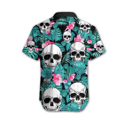 Skull Tropical Flower Species Design Hawaiian Shirt,Hawaiian Shirt Gift, Christmas Gift