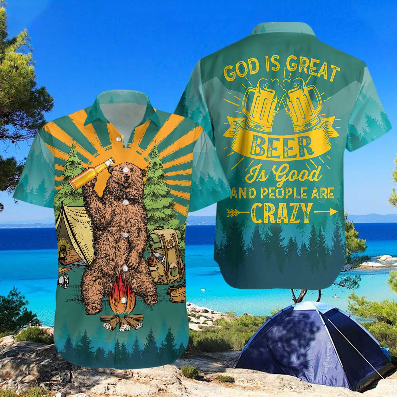God Is Great Beer Is Good Design Hawaiian Shirt, Hawaiian Shirt Gift, Christmas Gift