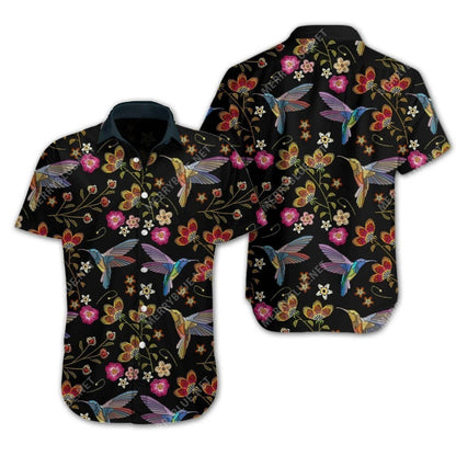 Find Hummingbird Embroidery Hawaiian Shirt 3D_ Hawaiian Shirt Gift, Christmas Gift