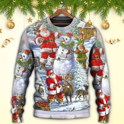 Christmas Santa Claus Snowman Elf So Happy Art Style Ugly Christmas Sweater, Christmas Gift, Gift Christmas 2024