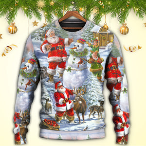 Christmas Santa Claus Snowman Elf So Happy Art Style Ugly Christmas Sweater, Christmas Gift, Gift Christmas 2024