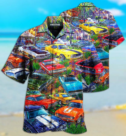 Cars Color Retro - Hawaiian Shirt_Hawaiian Shirt Gift, Christmas Gift