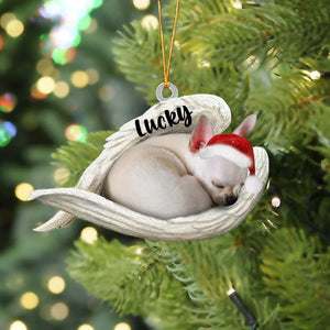 Custom Black Chihuahua Sleeping Angel Christmas Flat Acrylic Dog Ornament Memorial Dog Gift, Pet Love Gift, Christmas Gift