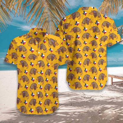 Texas Proud Armadillo Yellow Pattern Hawaiian Shirt,Hawaiian Shirt Gift, Christmas Gift